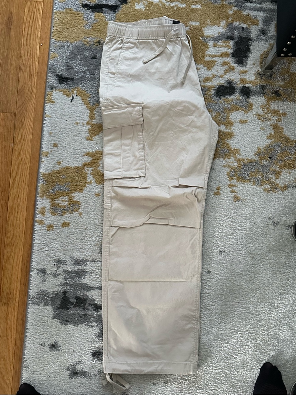 H&M Men's Beige Cargo Pants with Drawstring Waist Brand New